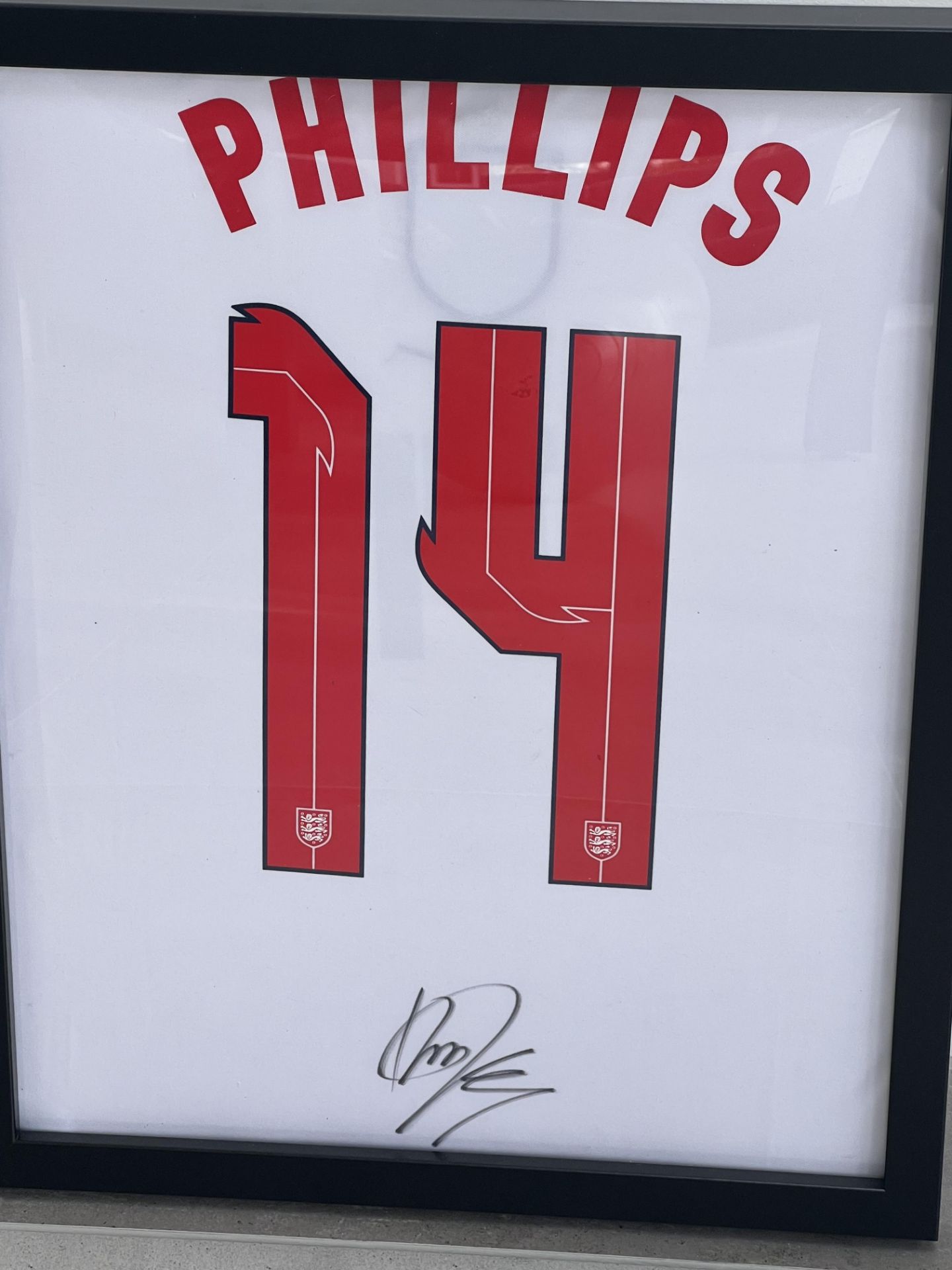 Authentic Kalvin Phillips hand signed England football shirt presentation. The shirt is displayed in - Image 2 of 5