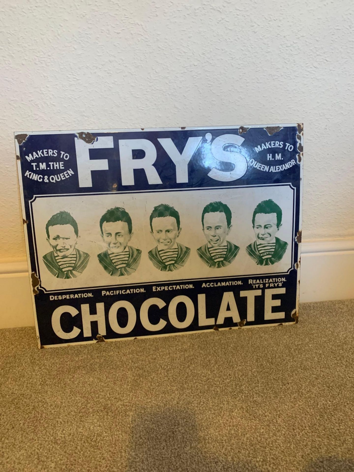 Cadbury Superb Fryâ€™s ChocolateÂ Enamel Sign Large Version, By Chromo Of Wolverhampton, Single- - Image 2 of 7