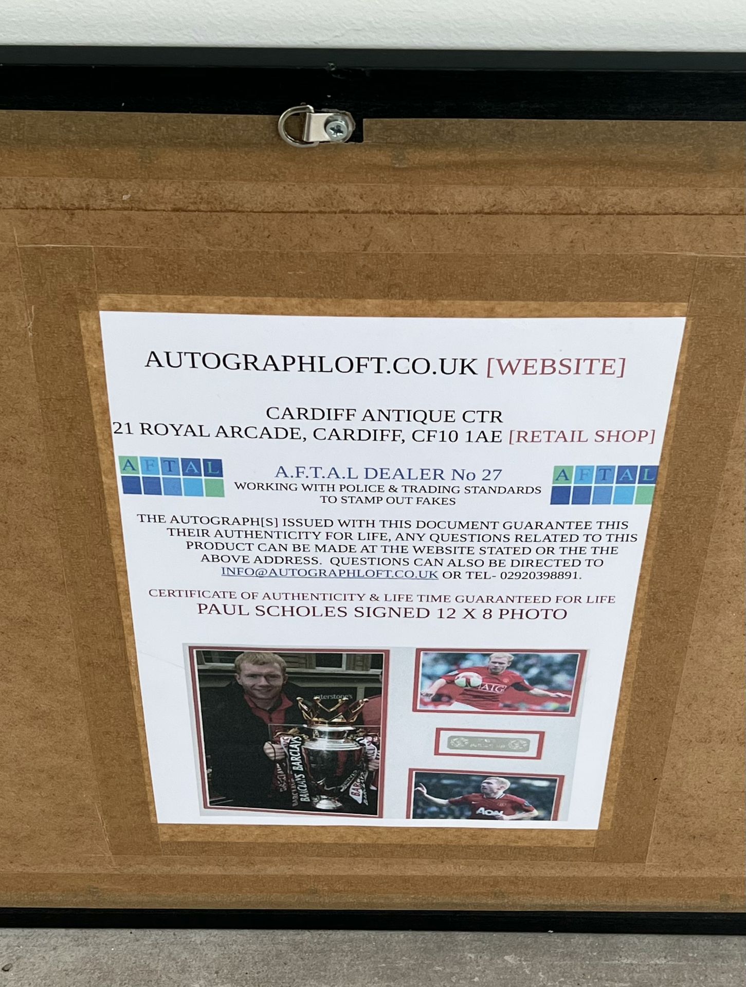 Hand signed Paul Scholes presentation featuring him with the Premier League winners trophy for - Image 5 of 6