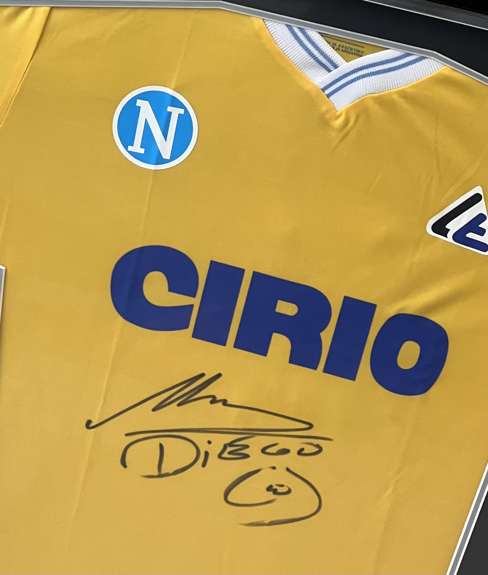 Hand signed Napoli 1984 yellow football shirt by Diego Maradona presented within a stunning black - Image 2 of 21