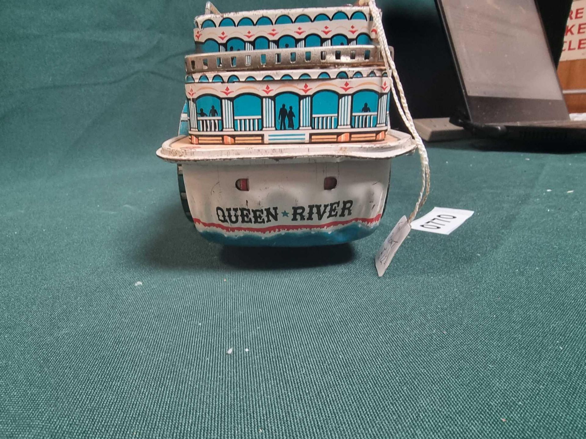 MT Modern Toys Japan Tin Plate Sidewheeler River Steamer Friction Toy Named Queen River (Circa - Image 5 of 5