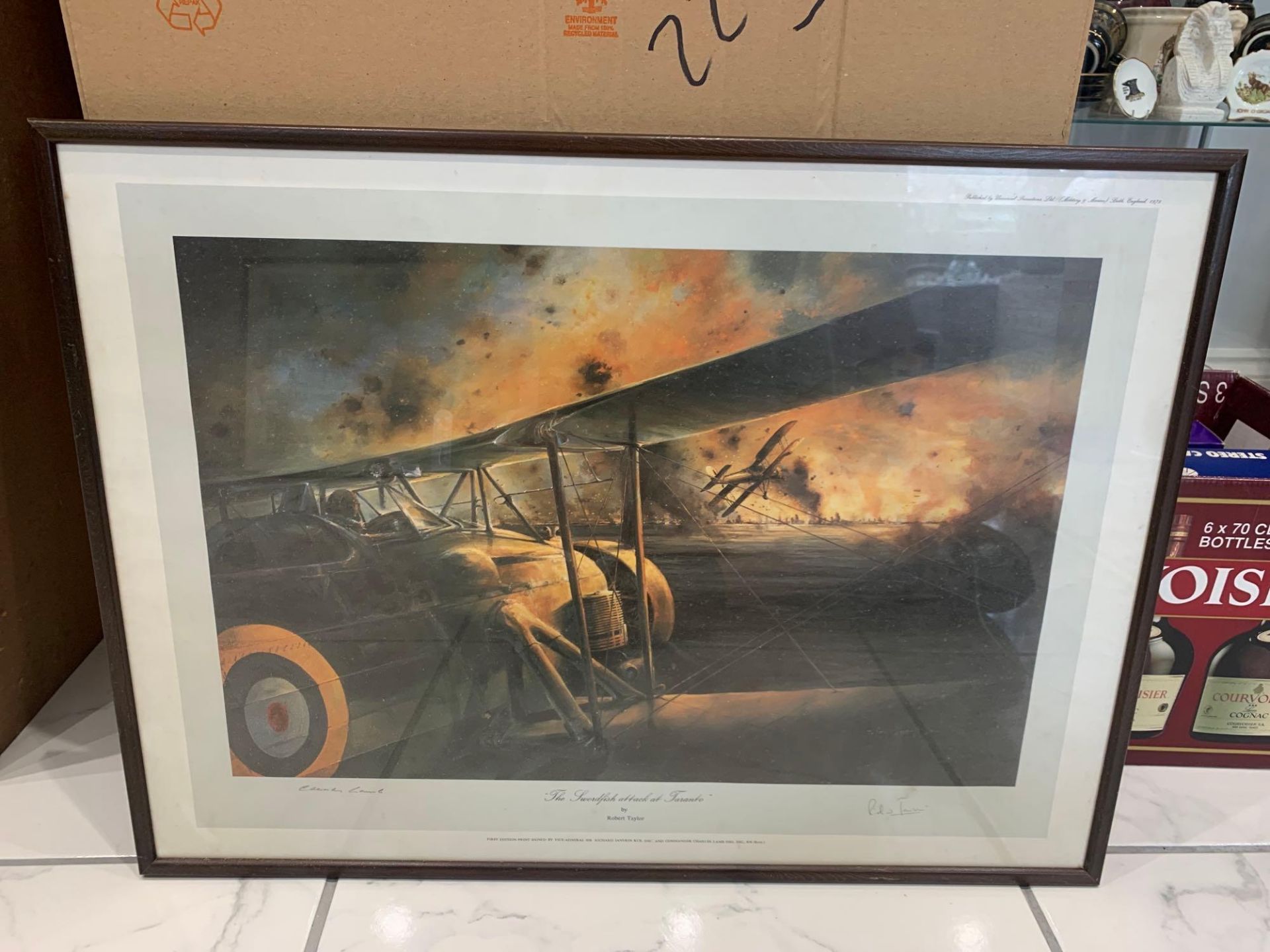 Robert Taylor The Swordfish Attack At Taranto First Edition Print Signed By Vice Admiral Sir Richard