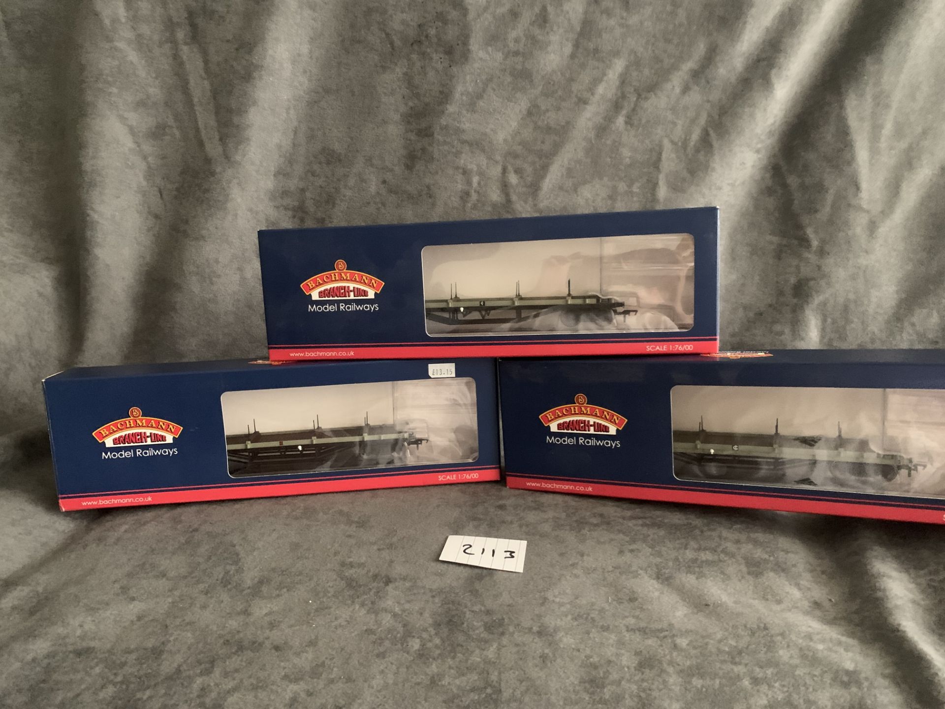 3 x Bachmann Bogie Wagons Comprising Branchline 33-856D 30 Ton Bogie Bolster Wagon In BR Grey (2)