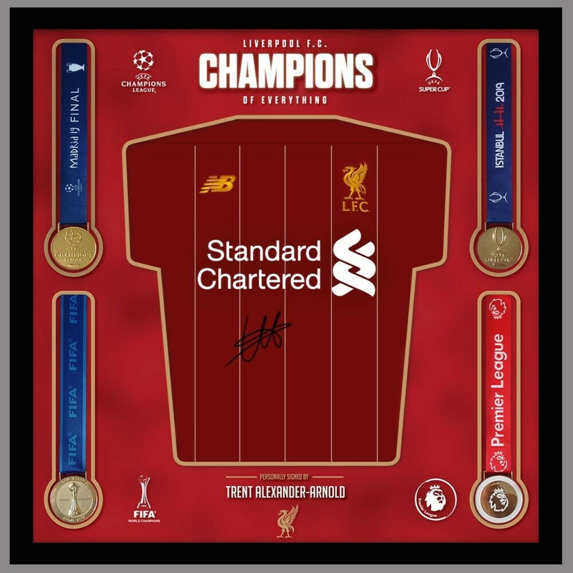 Trent Alexander-Arnold hand Signed Liverpool Champions framed football shirt with inset winners - Image 6 of 6