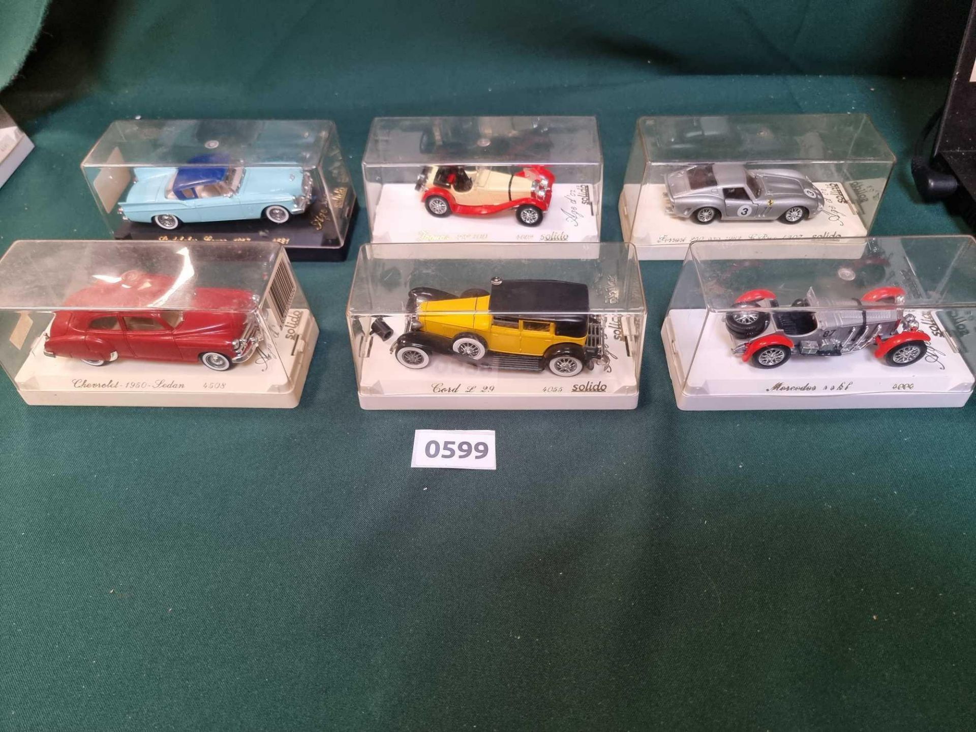 6 X Solido 1/43 Scale Various Diecast Models In Acrylic Cases