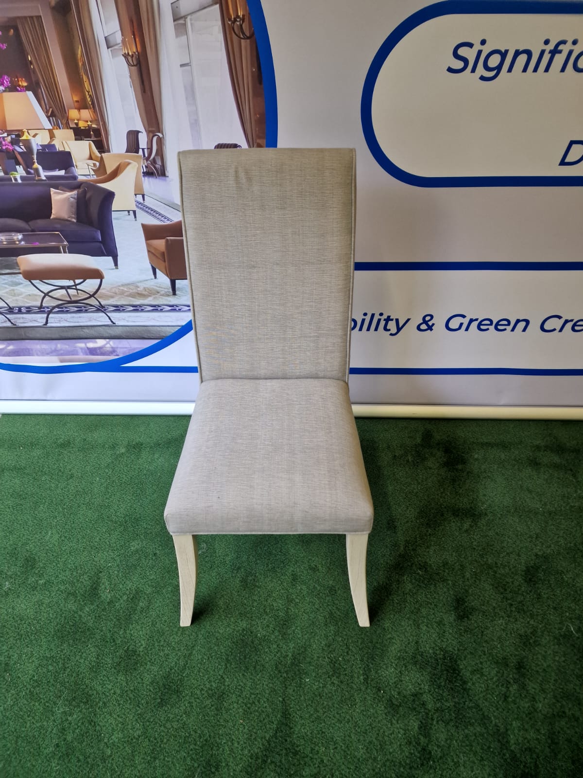 Tall Back Dining Chair Grey High Back Side Chair With Grey Upholstery With White Wash Legs W 450mm X - Image 2 of 4