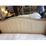 Headboard Handcrafted With Nail Trim And Padded cream Woven Upholstery