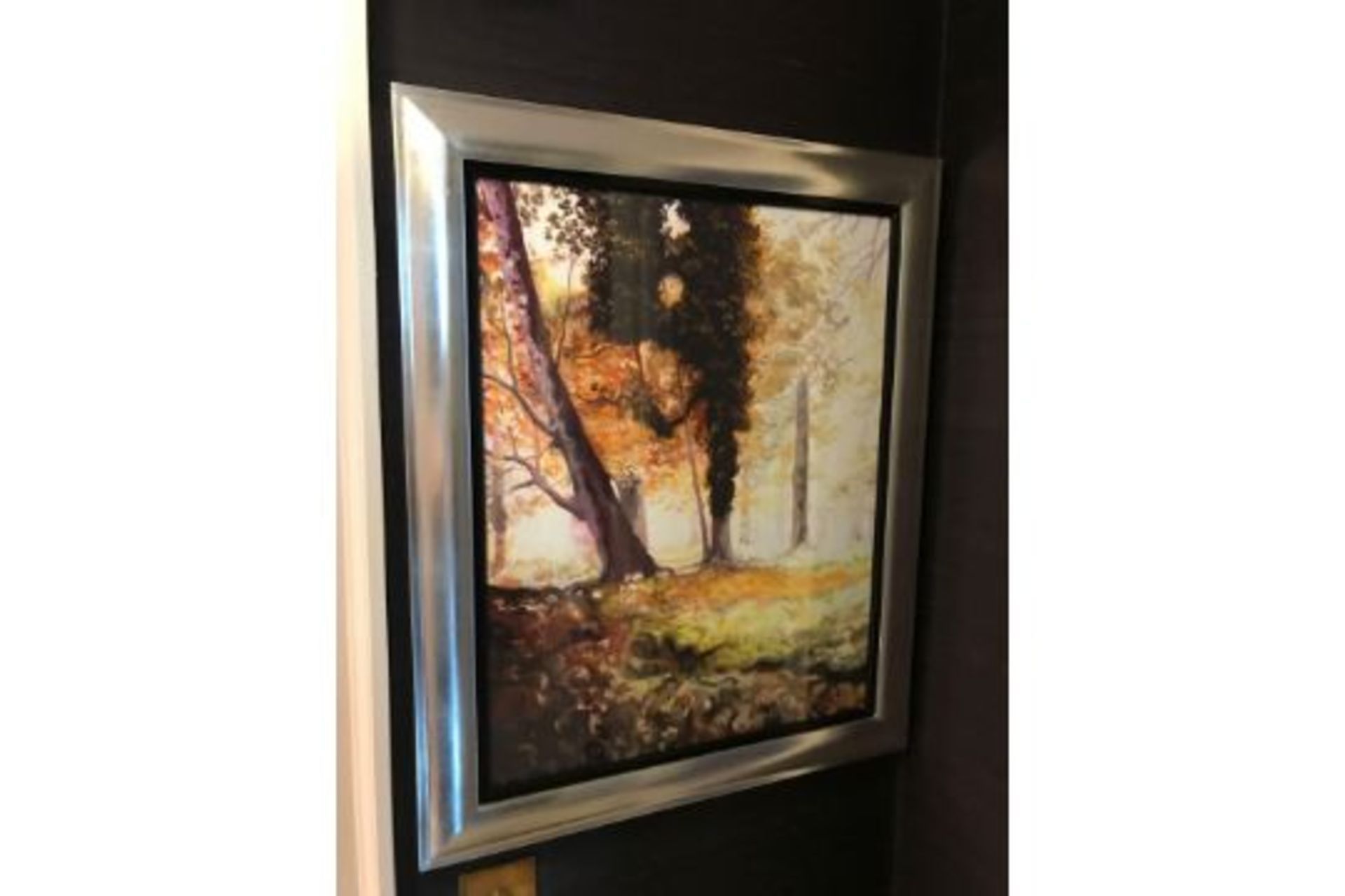 Framed Lithograph Silver Frame Depicting Trees 85 x 65cm - Bild 2 aus 2