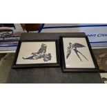 2 x Elegant Clutter Framed Wall Art Depicting A Dove And A Swallow This Item Is Either Ex Showroom/