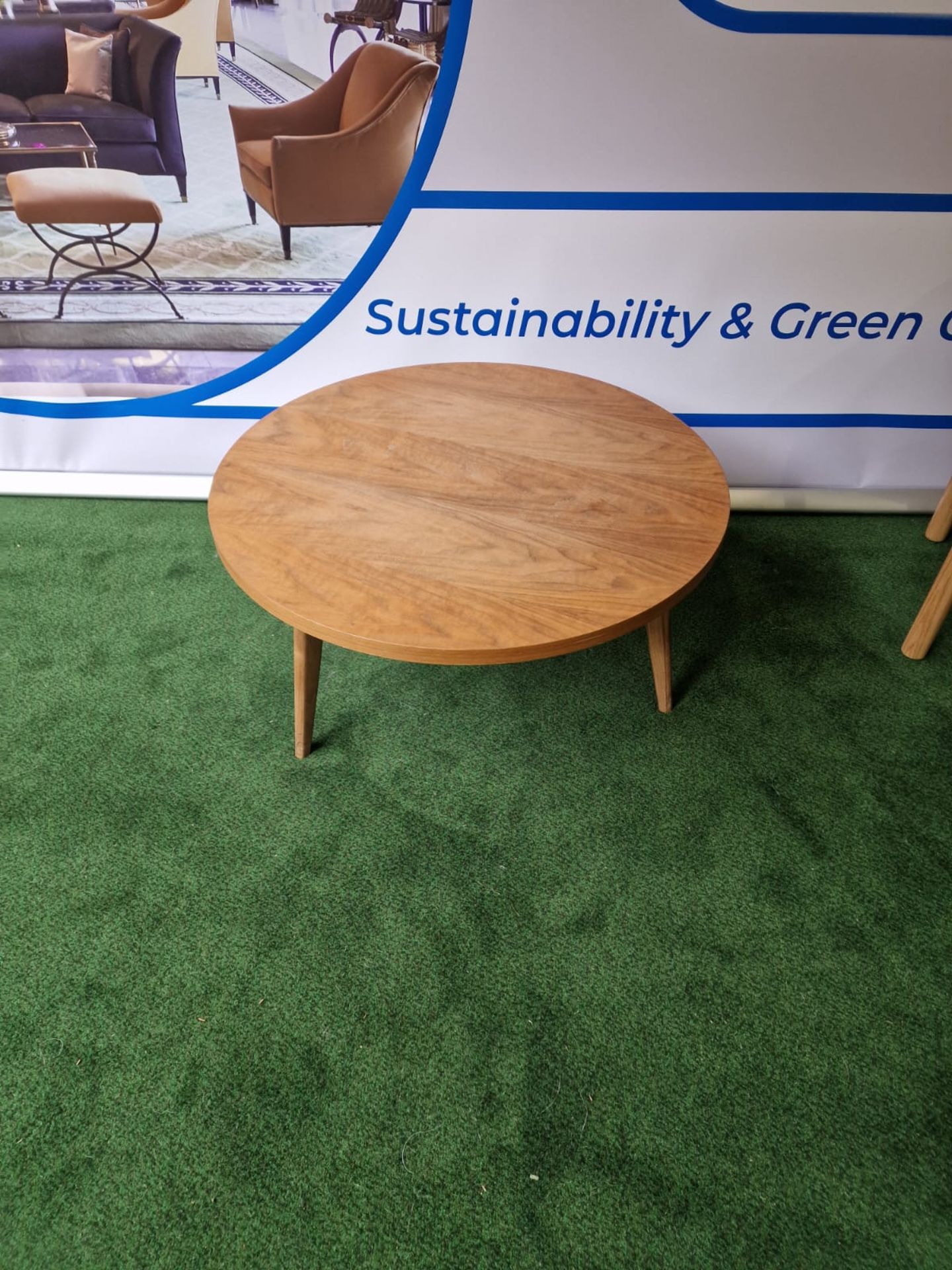 Wooden Coffee table in a light wood on 3 legs 75cm x 38 cm (SR599)