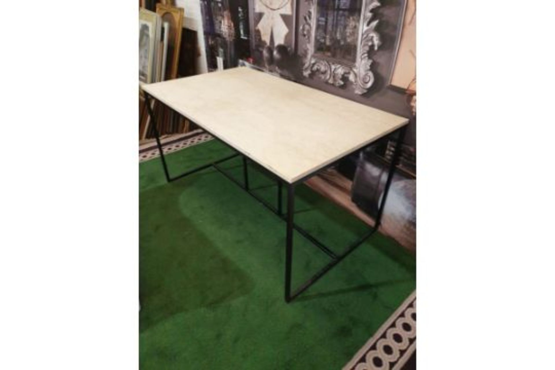 Dining Table With Marble Top Mounted On Metal Frame 140 x 80 x 75cm (ST19) This Item Is Either Ex - Image 4 of 7