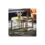 Moresco Coffee Table Gold 950x950x450mm Modern And Eye Catching This Range Features A Unique Nesting