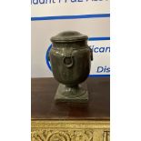 A stone decorative urn with lid (lid has chips) 350mm (H) (SR521)