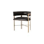 Leather Art Dining Chair - Mirrored Brass / Black Onyx Leather The Art Dining Chair Incorporates
