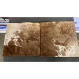 A Pair Cushion Cowhide Leather Cushion Cover 100% Natural Hide Handmade Cover With A Champagne