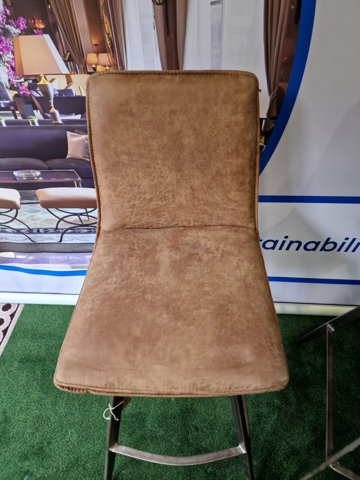 A pair of Palmer Bar Stools A contemporary design with a rustic twist, this stylish vintage brown - Image 2 of 3