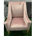 Jupiter Arm Chair Pink Velvet A Compact Contemporary Design Of Winged Chair With Supportive High