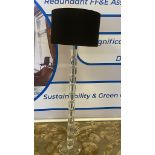 A Crystal Clear And Silver Floor Lamp With Shade (Note Slight Curve In Frame) 146cm