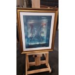 Framed Artwork Monorpint Signed Louise Davies (British) 59 X 69cm (A02)