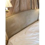 Headboard Handcrafted With Nail Trim And Padded cream Textured cross detail Woven Upholstery 191 (L)