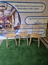 3 x Hudson Natural wooden dining chairs with Spindle back