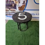 Timothy Oulton Black Marble Topped table with the number 5 centrepiece on a Black Metal Base 70cm