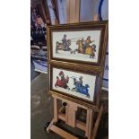 A Set Of 2 X Framed Prints Of Jousting Knights 52 X 32cm (A20)