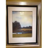 Lithograph Print Park Scene With 5 Figures Framed 80 x 60cm