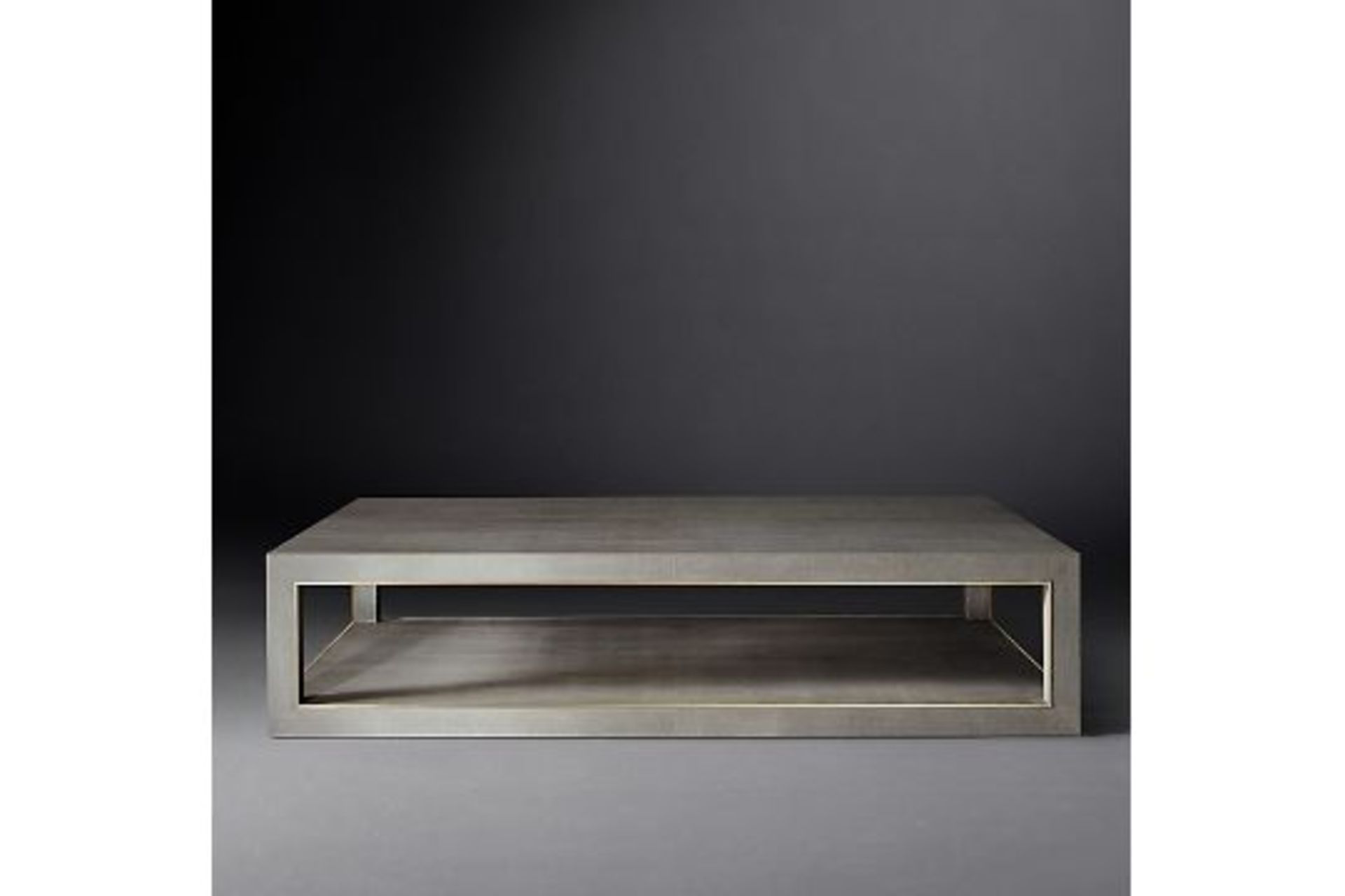 Cela Grey Shagreen 67 Rectangular Coffee Table Crafted Of Shagreen Embossed Leather With The Texture