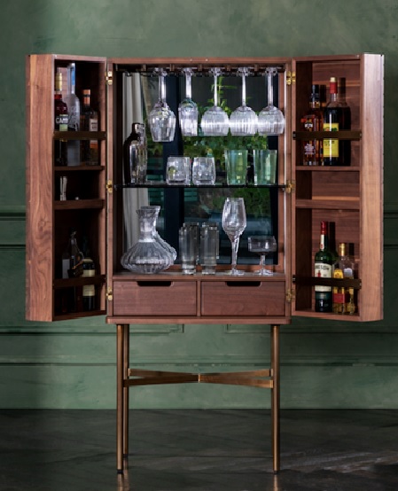 Benwest Cocktail Cabinet- A Capacious And Stylish Cocktail Cabinet Featuring Solid Black American