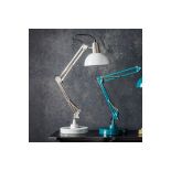 Watson Table Lamp Brushed Nickel And White Stylish Table Lamp With An Industrial Style In A Nickel