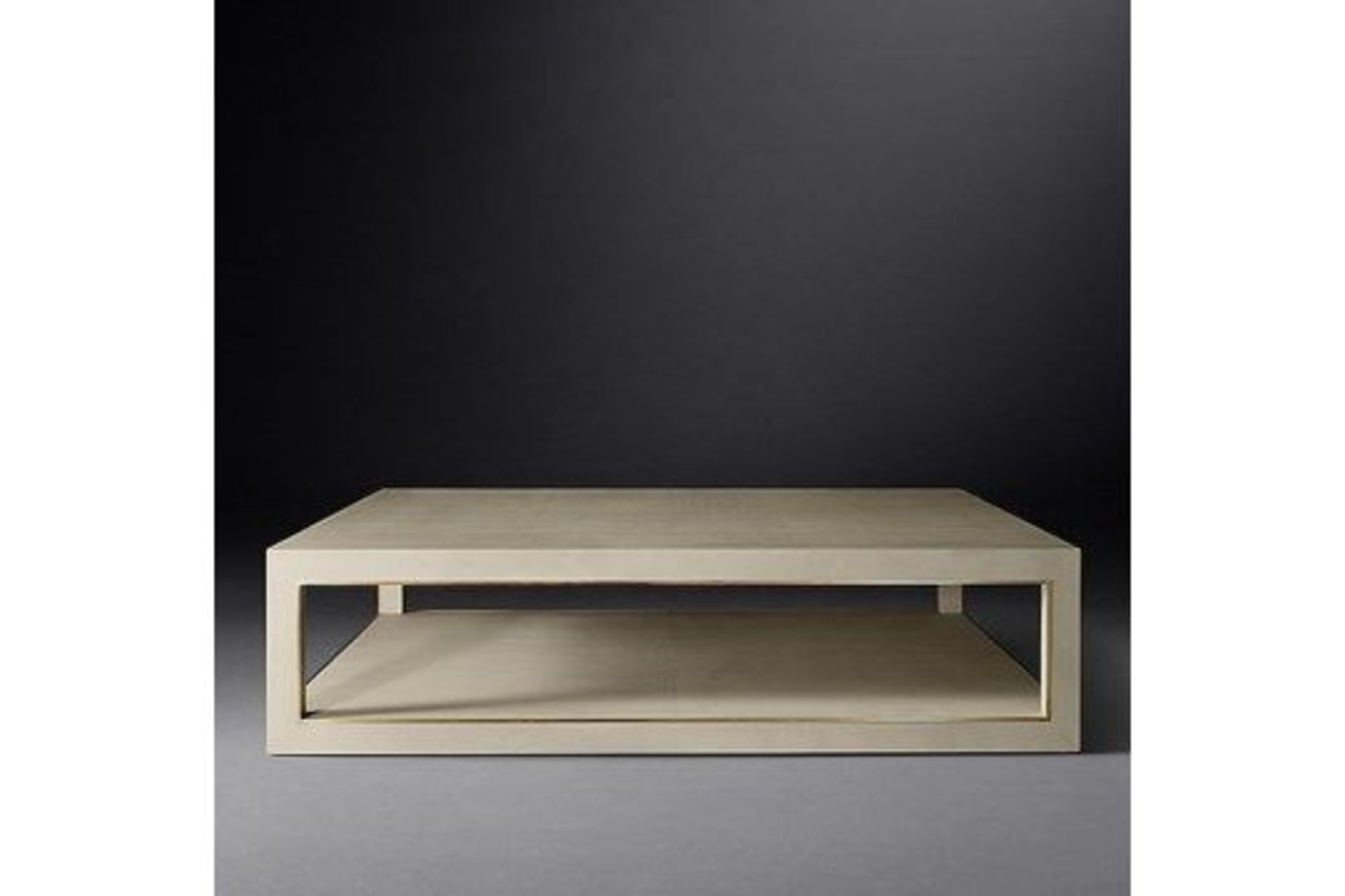 Cela Cream White 55 Shagreen Rectangular Coffee Table Crafted Of Shagreen Embossed Leather With