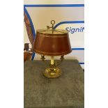 Empire Style Gilt Bronze Three-Light Bouillotte Lamp having a arrow finial and two candle arms