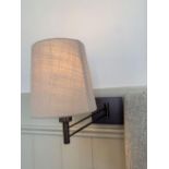 A Pair Of Chelsom Adjust Reading Wall Light Black Bronze With Linen Bone French Drum Shade Model