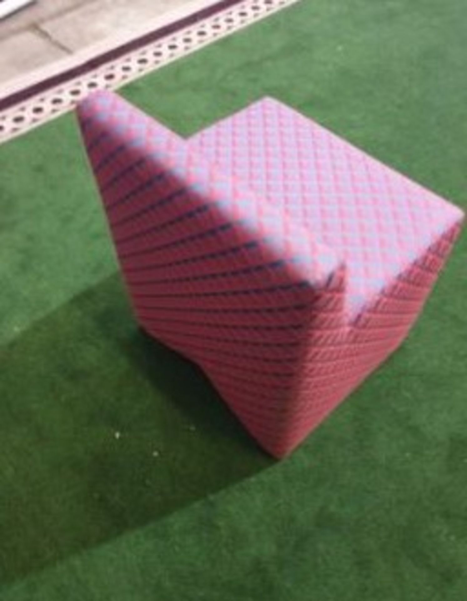 Designer Inspired Low Level Chair In Blue & Pink Patterned Upholstery 50 x 33 x 64cm (ST37) This - Image 2 of 2