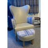 Duke Upholstered Wing Back Lounge Chair And Footstool 112 x 78 x 78cm Seat Height 46cm This Item