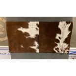 A Pair Cushion Cowhide Leather Cushion Cover 100% Natural Hide Handmade Cover With A Red Velour Back