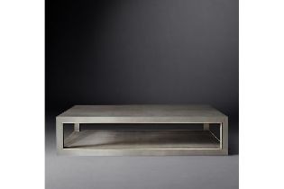 Cela Grey Shagreen 67 Rectangular Coffee Table Crafted Of Shagreen Embossed Leather With The Texture
