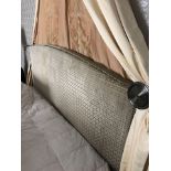 Headboard Handcrafted With Nail Trim And Padded cream Textured cross detail Woven UpholsteryÃƒÆ’Ã¢