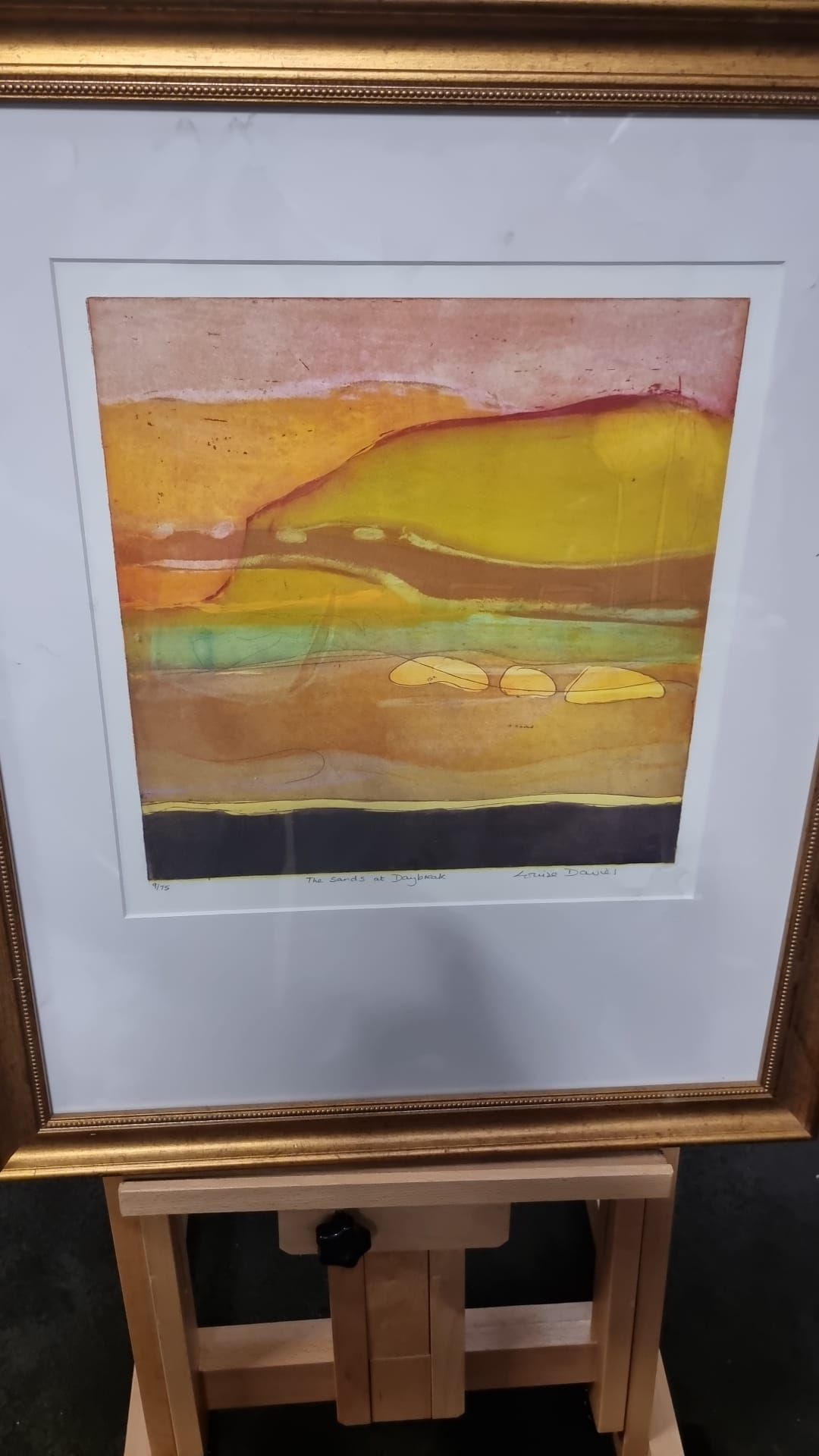 Framed Artwork The Sands At Day Break Limited Edition 9 Of 75 By Louise Davies (British) Signed 59 X - Bild 2 aus 3