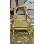 Gold Showood Armchair Frame Ornate Carving Ready For Upholstery Completion 55 X 62 X 102cm