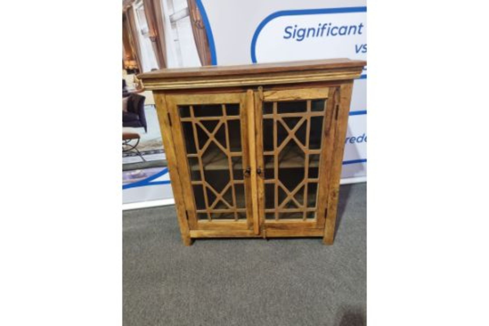 Handcrafted Two Door Glazed Cabinet This Is A Beautiful Carved Cabinet That Has Been Handcrafted