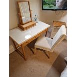 A Two Drawer Classic Writing Table In Light Oak With Tempered Glass Top Protector 170 x 56 x 75cm