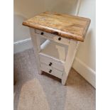 Chelsea Farmhouse Nightstand End Table With Two Drawers And Slide Tray The Rustic White Painted