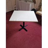 Dining Table Wooden Top On Metal Pedestal Quad Foot Base 83 x 67 x 76cm