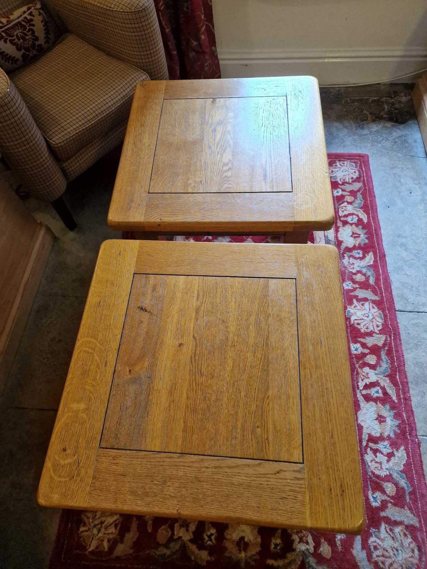 2 x Honey Oak Side Tables 60 x 60 X55cm - Image 2 of 2