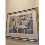 Limited Edition Coloured Serigraph Silk Screen Print Bistro By DAVID SCHNEUER (Israeli , 1905 -