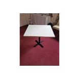 Dining Table Wooden Top On Metal Pedestal Quad Foot Base 83 x 67 x 76cm