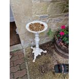 A Large Cast Iron Standing Bird Bath With Decorative Detail Painted White