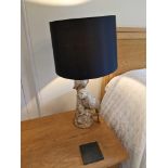 A Pair Of Table Lamps Elegantly Fashioned In A Silver Metallic, This Table Lamp Features Two